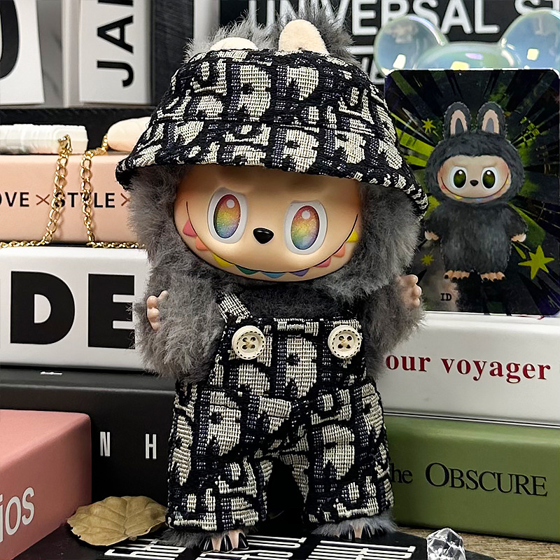 Textured Black & Ivory Set for Labubu – Chic Craft Style