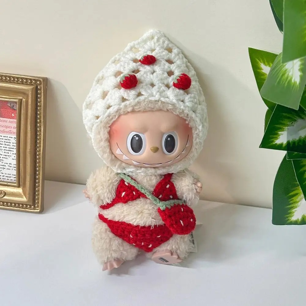 Springtime Labubu in Pink Overalls – Bunny Ear Hat Model - Image 2