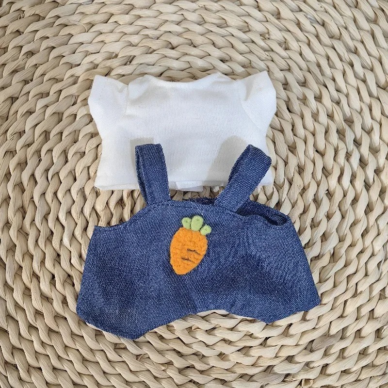 Carrot Denim Outfit for Labubu Figure – Light Blue Bucket Hat Edition - Image 2