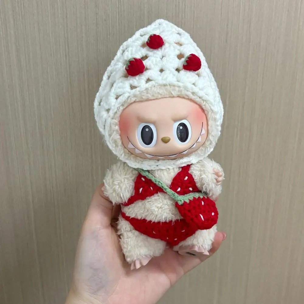 Springtime Labubu in Pink Overalls – Bunny Ear Hat Model - Image 4