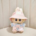 Pastel Pink Outfit for Labubu Figure – Kawaii Bear & Bunny Hat Edition