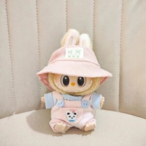 Pastel Pink Outfit for Labubu Figure – Kawaii Bear & Bunny Hat Edition