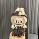 Elegant Brown Pom-Pom Outfit for Labubu Figure – Vintage Knit Edition