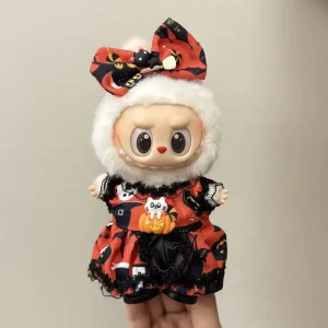 Labubu Halloween Red Pumpkin Bow Dress Costume