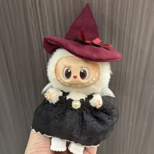 Labubu Halloween Vampire Costume Burgundy Witch Hat