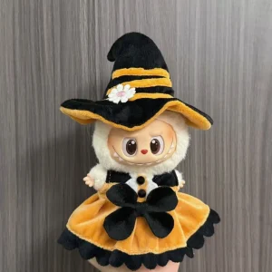 Labubu Halloween Witch Costume Orange & Black Pumpkin Dress