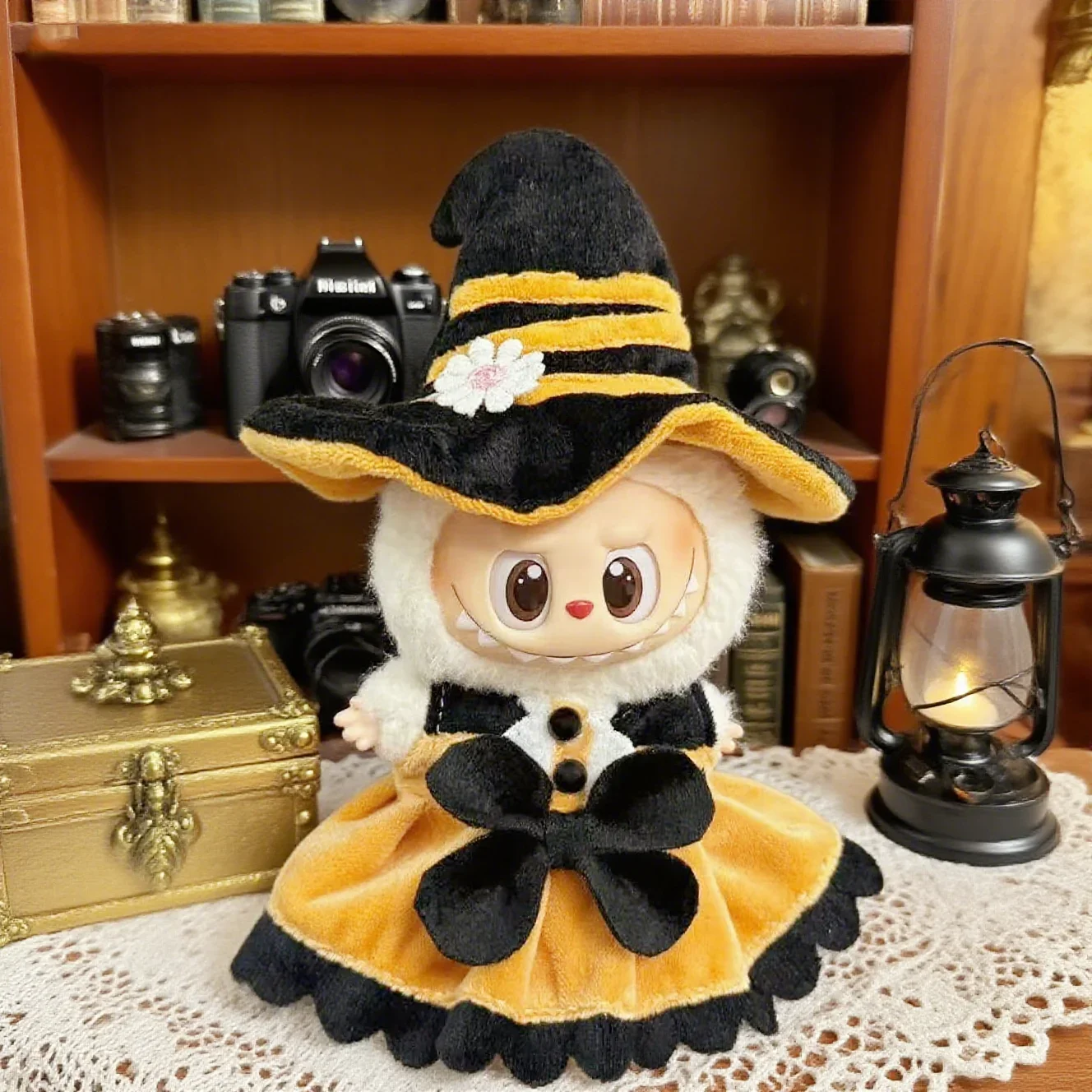Labubu Halloween Witch Costume Orange & Black Pumpkin Dress - Image 3